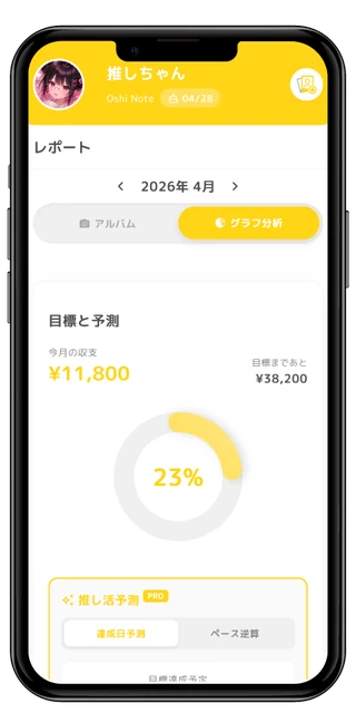 推し活貯金の画面例